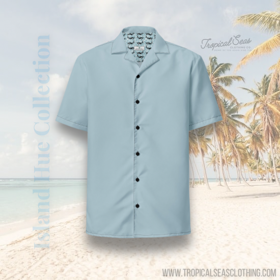 Labelless Shark Skin Blue Button Down Camp Shirt