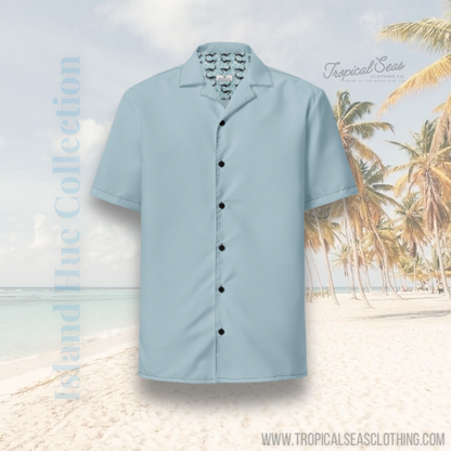 Labelless Shark Skin Blue Button Down Camp Shirt