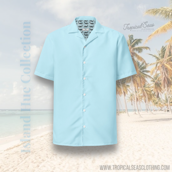 Labelless Bahama Water Blue Button Down Camp Shirt