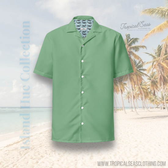 Labelless Palm Green Button Down Camp Shirt