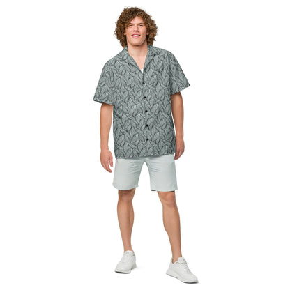 Grey Palm Button Down Hawaiian Shirt