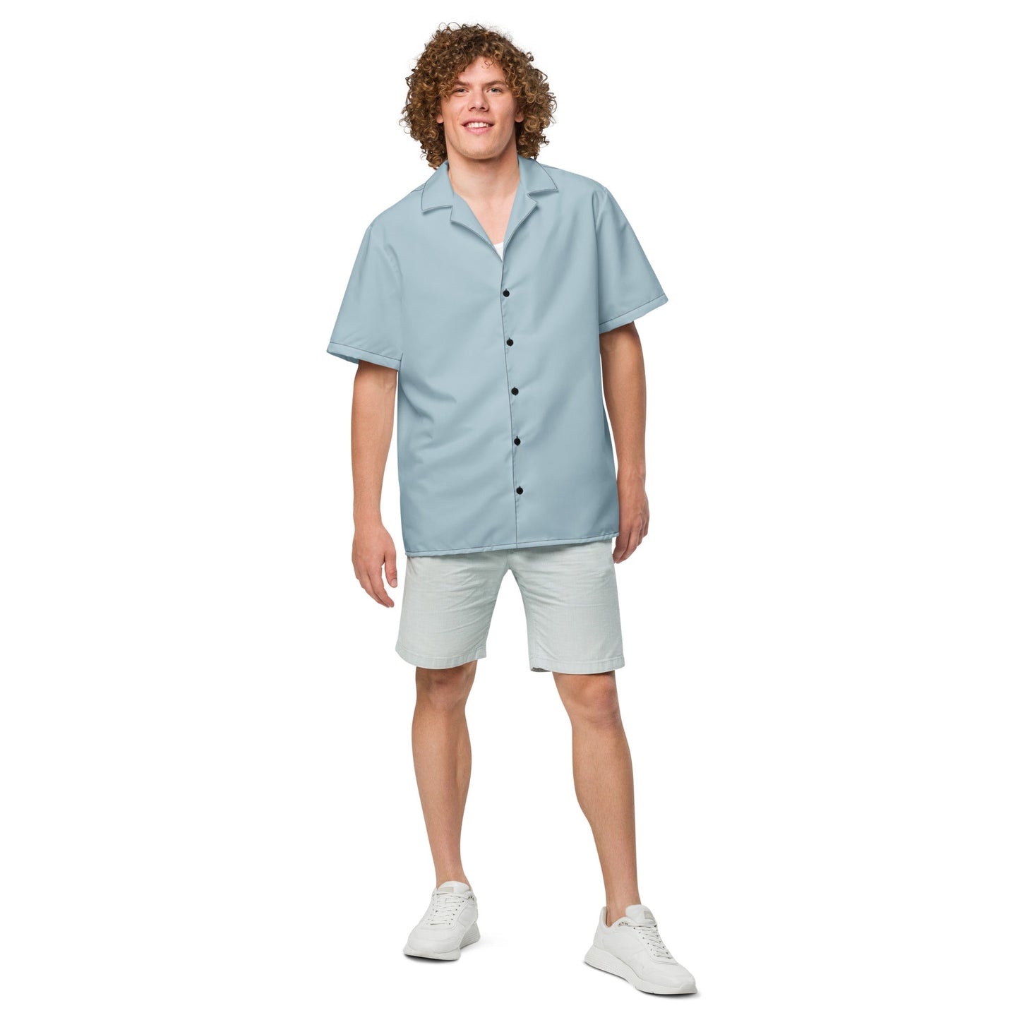 Labelless Shark Skin Blue Button Down Camp Shirt