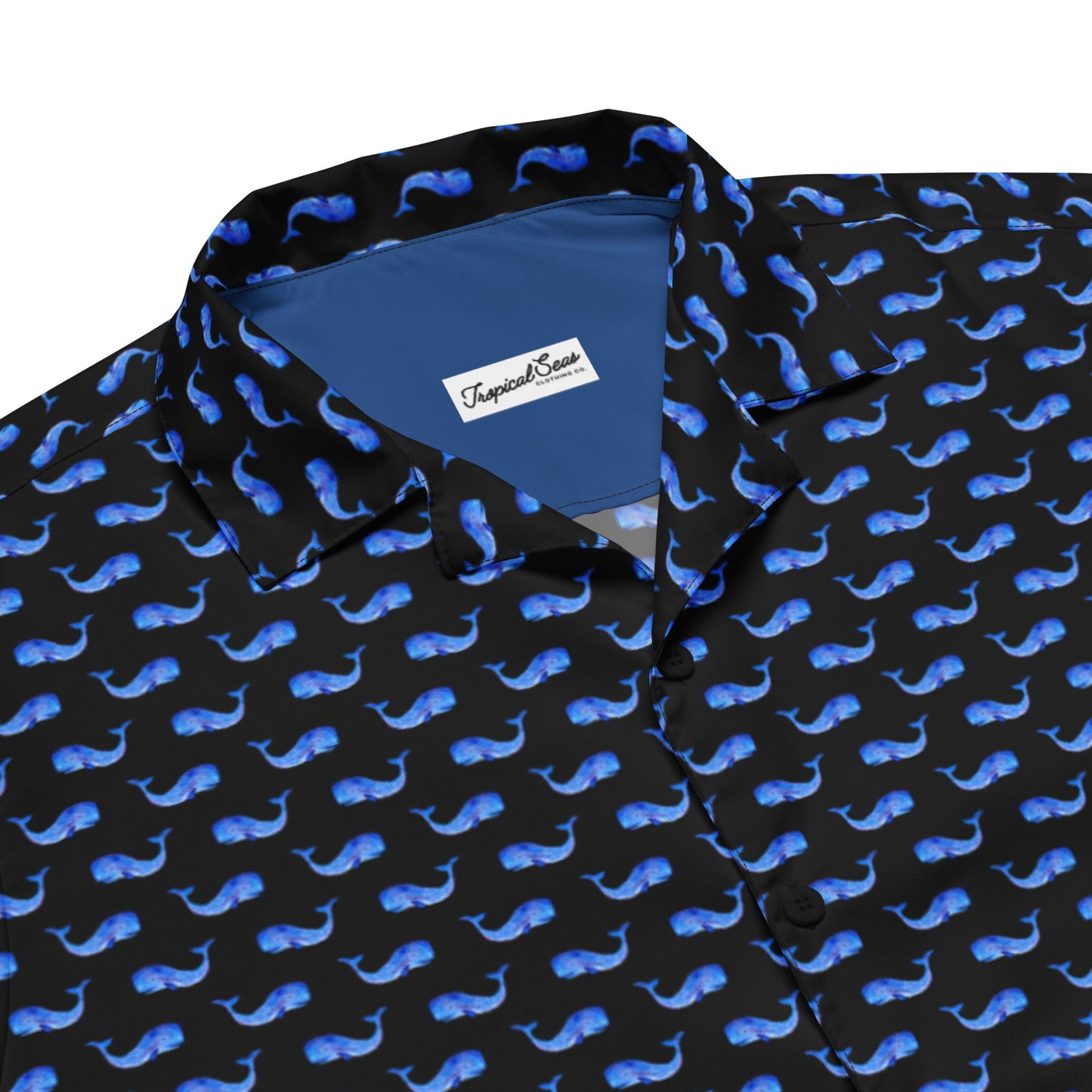 Midnight Whale Party Button Down Hawaiian Shirt