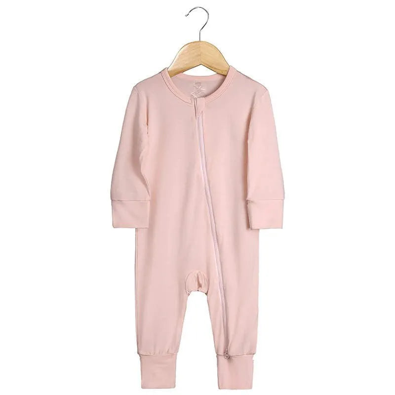 Light Pink Bamboo Super Soft 2-Way Zip Baby Sleepsuit