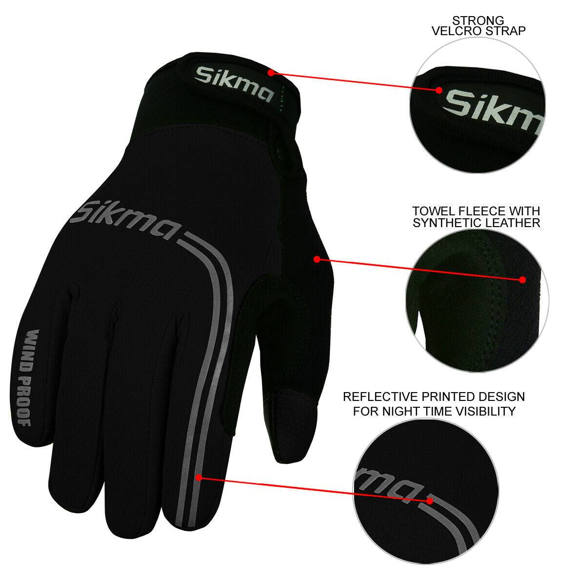 Windproof Gel Padded Touchscreen Gloves