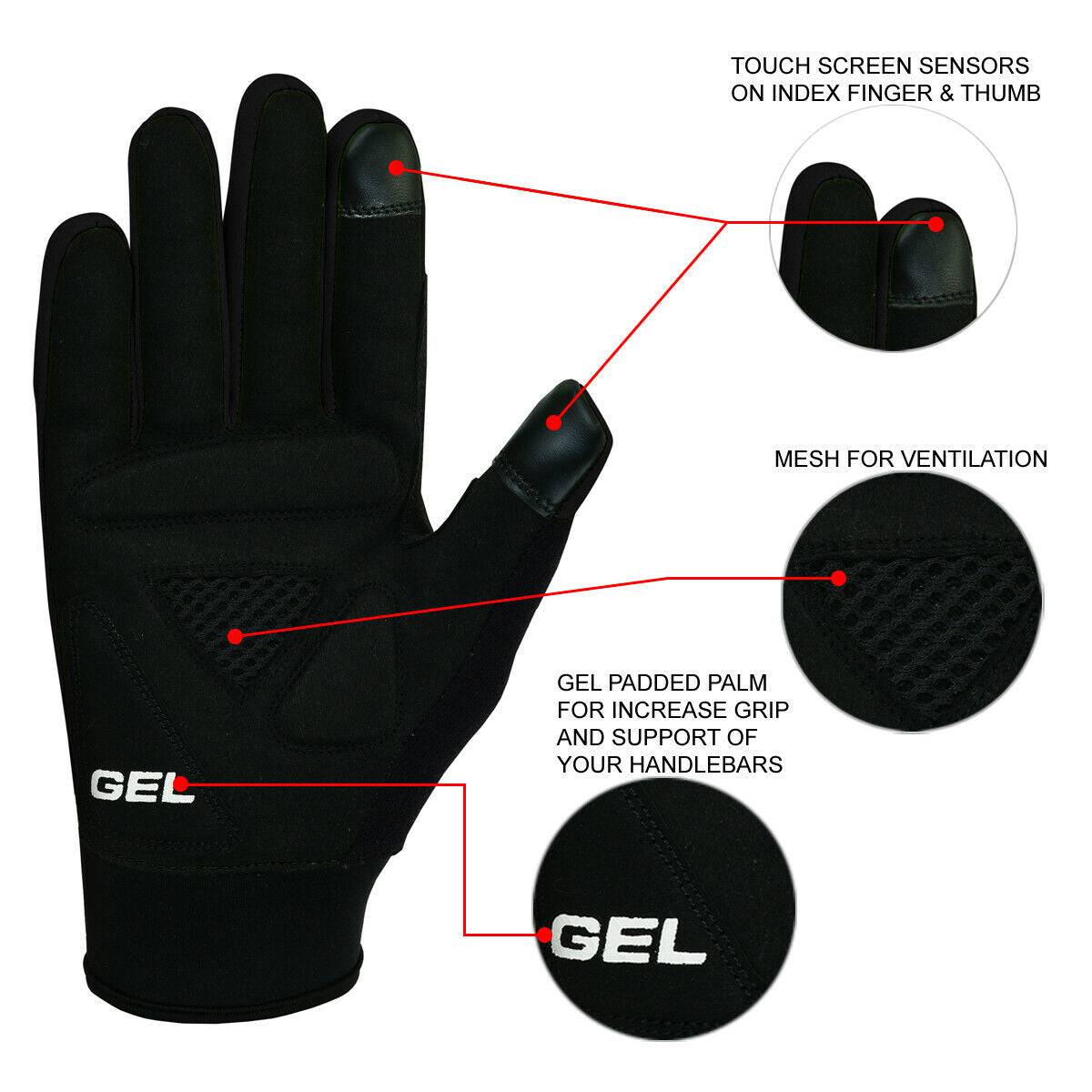 Windproof Gel Padded Touchscreen Gloves